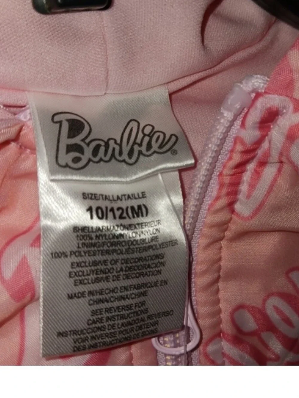 Barbie Light Pink Logo Zip-Up Hooded Jacket